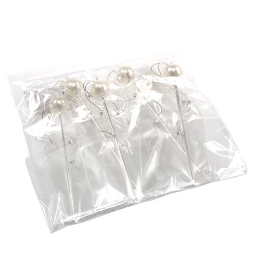 Floristik24 Agulha deco com cabeça de pérola branca Ø15mm C12cm 6 unidades