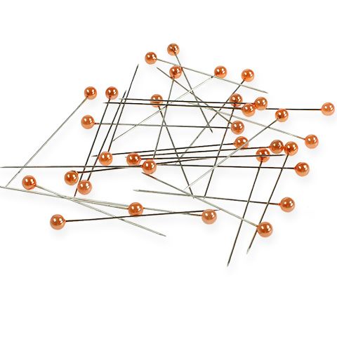 Floristik24 Agulhas cabeça pérola Ø6mm 65mm laranja