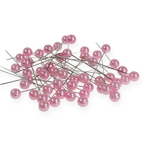 Alfinetes de cabeça de pérola rosa Ø10mm 60mm