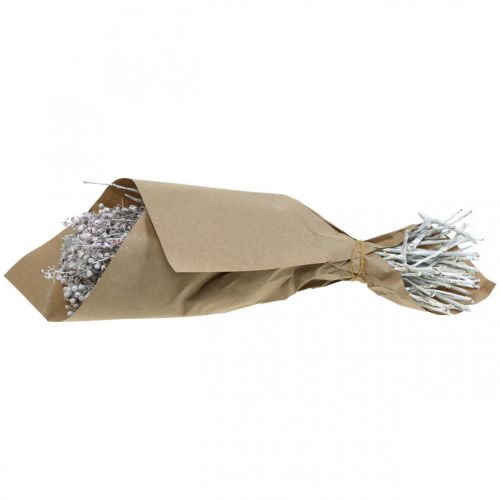 Floristik24 Bagas de pimenta nevada, decoração de inverno, flores secas, Advento, pimenta rosa lavada branca 170g
