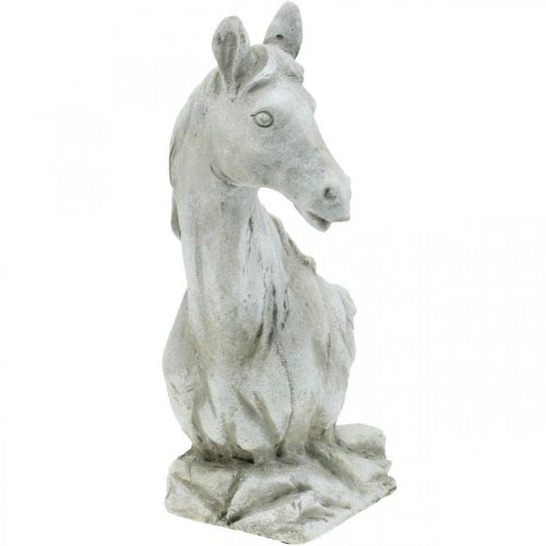 Floristik24 Busto de cabeça de cavalo figura deco cavalo de cerâmica branca, cinza Alt.31cm