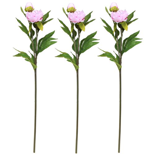 Itens Flores artificiais de peônia rosa com haste longa 70 cm 3 unidades