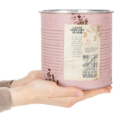 Itens Vaso de plantas, rosa antiga, caixa de metal decorativa, vintage, Ø15,5cm A15cm