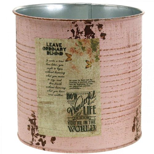 Floristik24 Floreira antiga caixa decorativa rosa metal vintage Ø15.5cm A15cm