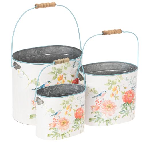 Vaso oval vintage para decoração de primavera, em metal, 26/22/17 cm, conjunto de 3 comprar | Floristik24.pt