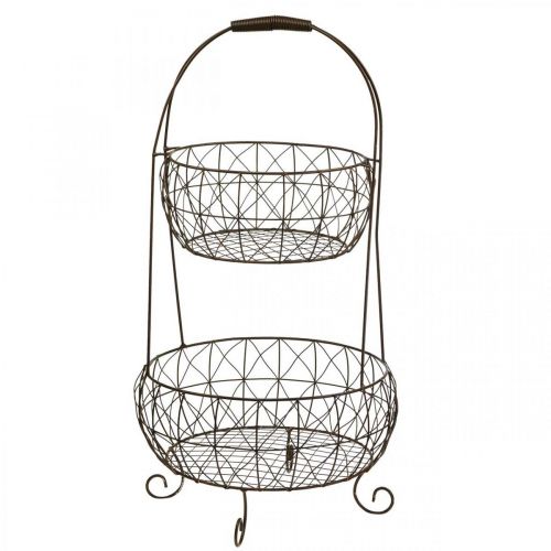 Suporte para plantas suporte de cesta de metal vintage 2 níveis 62cm