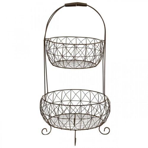 Floristik24 Suporte para cesta de metal vintage Plant Etagere, 2 camadas, 62 cm