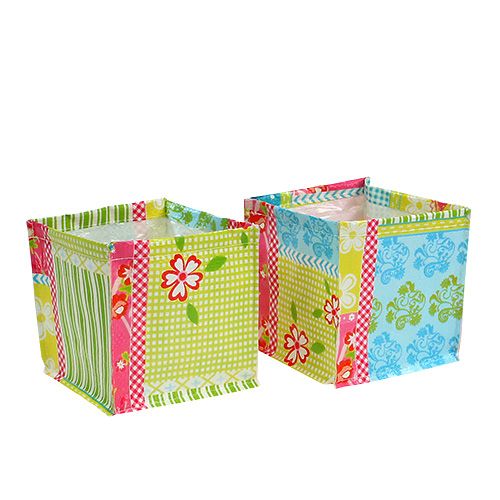 Floristik24 Patchwork de caixa de plantas 12x12cm 6pcs