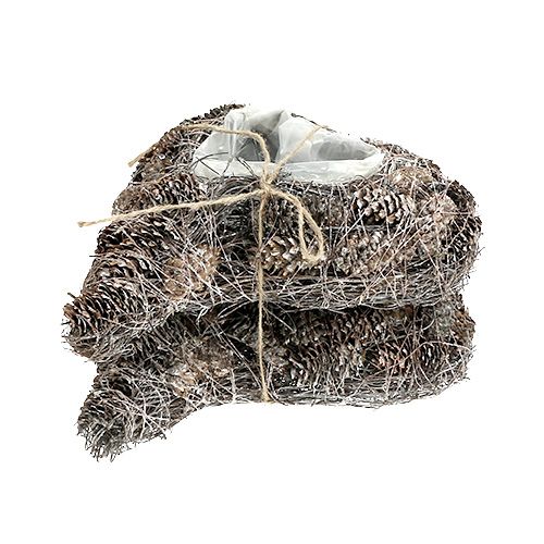 Floristik24 Coração de planta feito de cones 29cm x 20cm caiado de branco 2 unidades