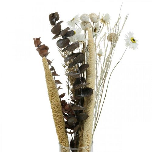 Buquê de flores secas com eucalipto branco caixa DIY H30-35cm