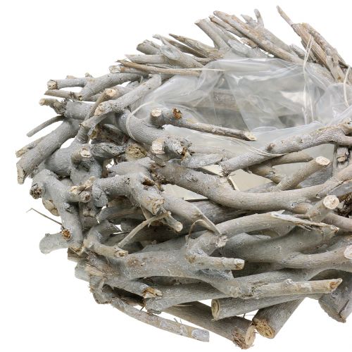 Floristik24 Coroa de cesta plantadora feita de galhos cinza Ø34cm
