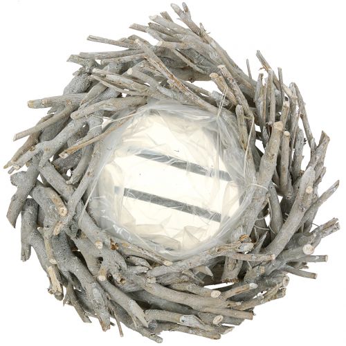 Floristik24 Grinalda de plantador feita de ramos cinza Ø42cm