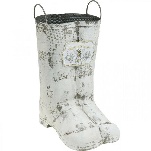 Floristik24 Botas Plantador Bee Metal Branco Vintage Decoração de Jardim Altura 31cm