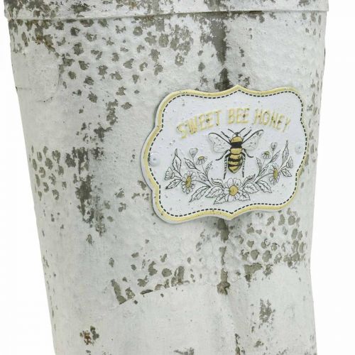 Floristik24 Botas Plantador Bee Metal Branco Vintage Decoração de Jardim Altura 31cm