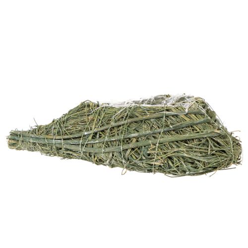 Coração vegetal feito de material natural com inserção de folha metálica, 22 cm, 2 peças | Floristik24.pt