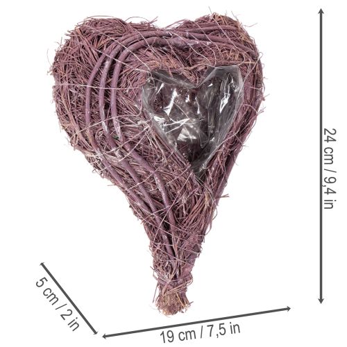 Coração de planta com decoração em folha metálica para plantio, 24 cm | Floristik24.pt