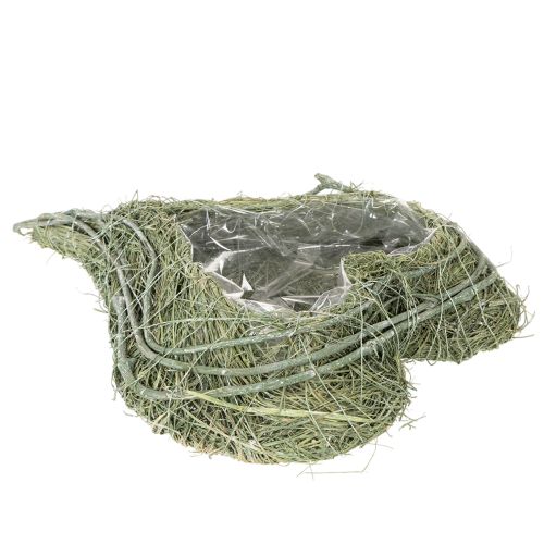 Vaso em formato de coração feito de grama natural com folha para plantio, 38 cm | Floristik24.pt