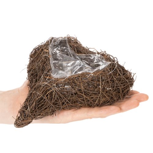 Vaso em formato de coração feito de galhos com revestimento de papel alumínio, 20 cm, 2 peças | Floristik24.pt
