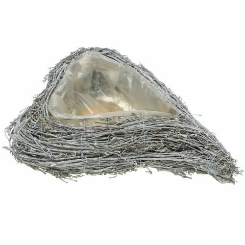 Floristik24 Ramos de coração de planta lavados de branco 60cm x 42cm