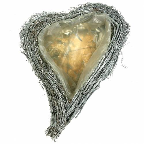 Floristik24 Ramos de coração de planta lavados de branco 60cm x 42cm