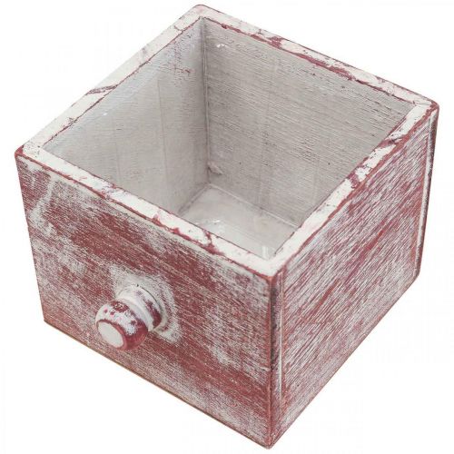 Itens Gaveta decorativa em madeira para plantas shabby chic vermelho branco 12cm