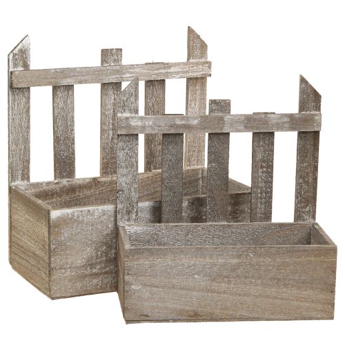 Floristik24 Plantador Mini Caixa de Flores de Madeira L22/25cm Conjunto de 2