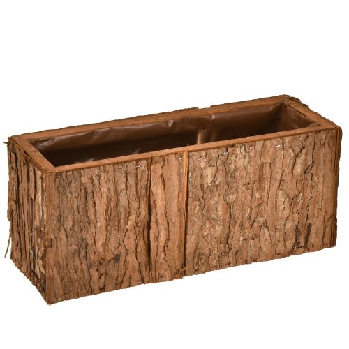 Vaso de madeira oblongo para flores casca de pinheiro 27×10cm
