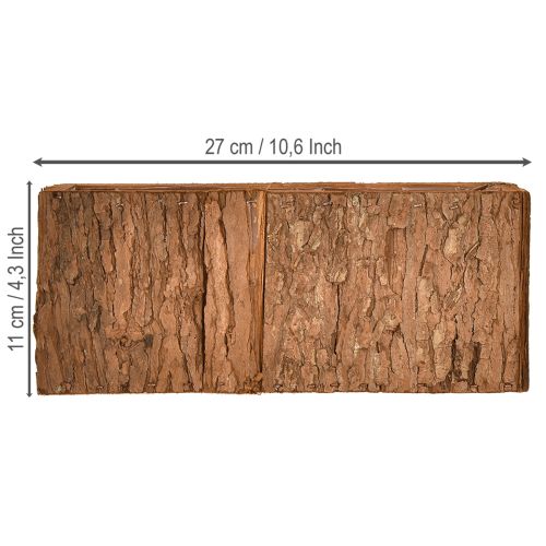 Itens Vaso de madeira oblongo para flores casca de pinheiro 27×10cm