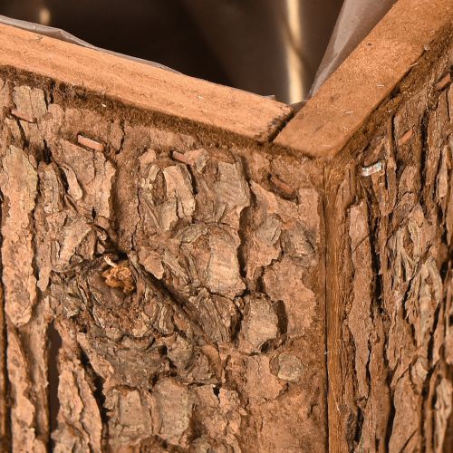 Itens Floreira quadrada de madeira com casca de pinheiro e floreira 12×12cm