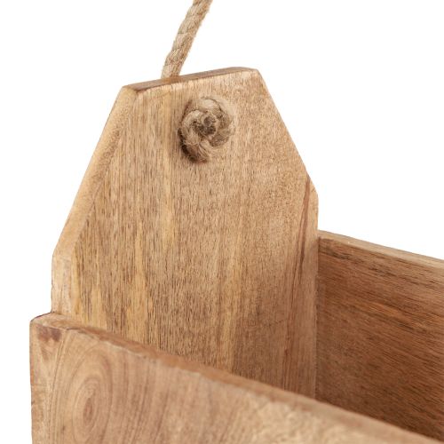 Itens Floreira madeira natural juta com alça 35x16x21,5cm