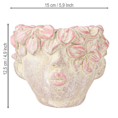 Itens Vaso de flores com cabeça de planta para pendurar, aparência de concreto, rosa, altura 13 cm