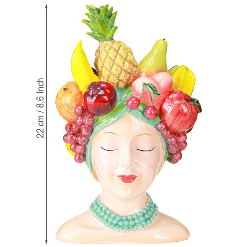Floristik24 Busto de cabeça de planta mulher com frutas tropicais vaso H22cm