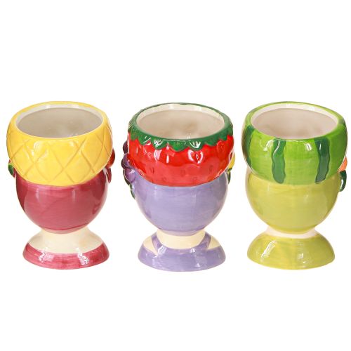Itens Cabeça de planta menina com frutas cerâmica decorativa 13,5cm 3 peças