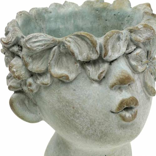 Floristik24 Busto de cabeça de planta fundido em pedra Ø17,5cm Alt.26cm