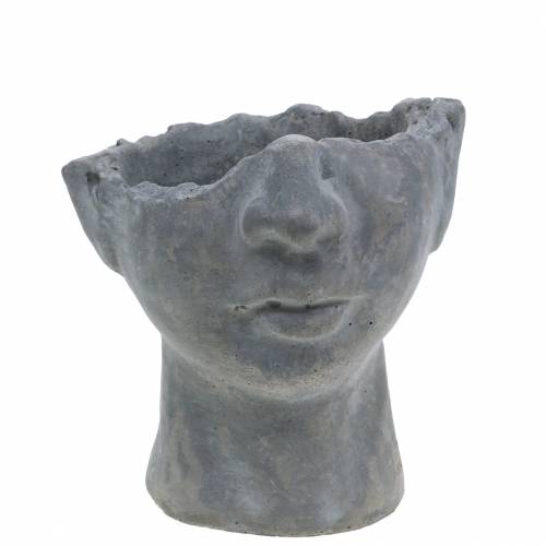 Floristik24 Busto de cabeça de planta feito de concreto para plantio cinza H13cm 2pcs