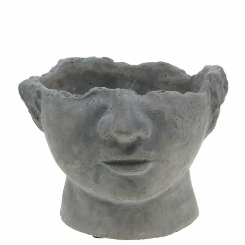 Floristik24 Busto de cabeça de planta feito de concreto para plantio cinza Alt.12cm 2pçs