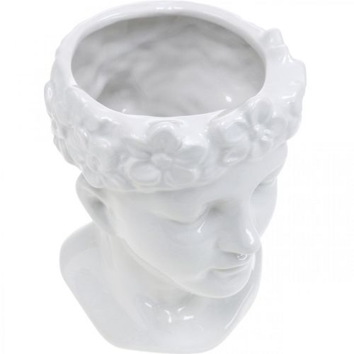 Floristik24 Busto de cabeça de planta vaso de flores de cerâmica branca de mulher Alt.19cm