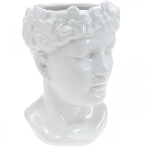 Floristik24 Planta busto mulher vaso de cerâmica branca vaso de flores Altura 22,5 cm