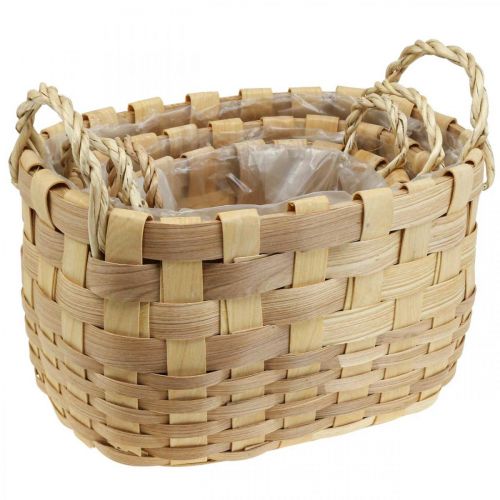 Itens Cesto de plantas cachepot com asas natureza 22/27/33cm conjunto de 3