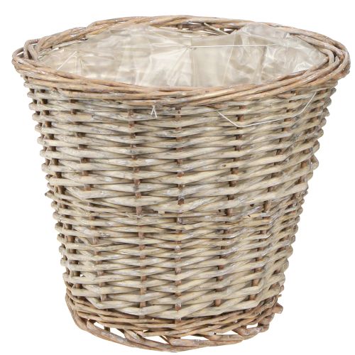 Itens Cesta para plantas cesta de vime natural cinza-branco Ø25 H21cm 2 unidades