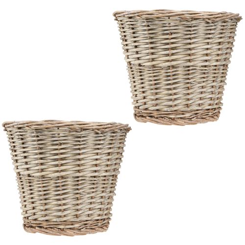 Itens Cesta para plantas cesta de vime natural cinza-branco Ø25 H21cm 2 unidades