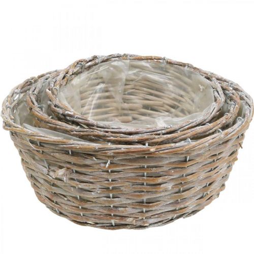 Itens Cesto de plantas cesto de vime lavado a branco Ø21.5/26/Ø31cm conjunto de 3