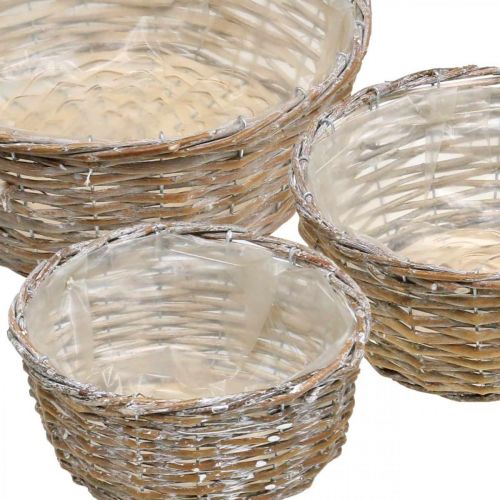 Itens Cesto de plantas cesto de vime lavado a branco Ø21.5/26/Ø31cm conjunto de 3