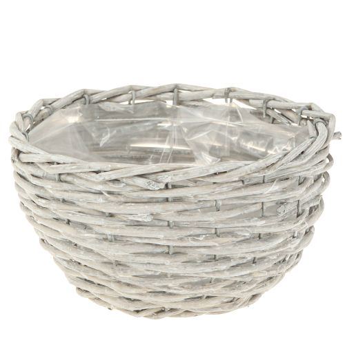 Itens Cesta para plantas redonda de vime branco-cinza Ø30/25/20cm conjunto de 3