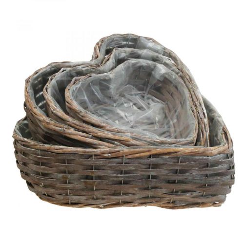Floristik24 Cesto de plantas cesto decorativo em forma de coração salgueiro de plantas conjunto de 4