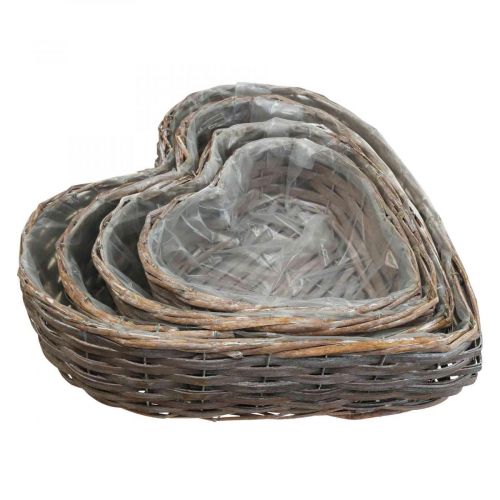 Floristik24 Cesto de plantas cesto decorativo em forma de coração salgueiro de plantas conjunto de 4