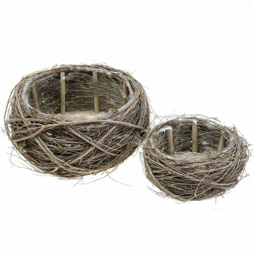 Cesto de plantas e ramos lavados a branco Ø37/28cm conjunto de 2