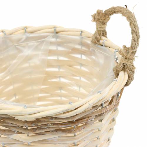Floristik24 Cesto para plantas com alças de juta Ø24 / 20 / 14,5cm, conjunto de 3