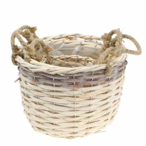 Floristik24 Cesto para plantas com alças de juta Ø24 / 20 / 14,5cm, conjunto de 3