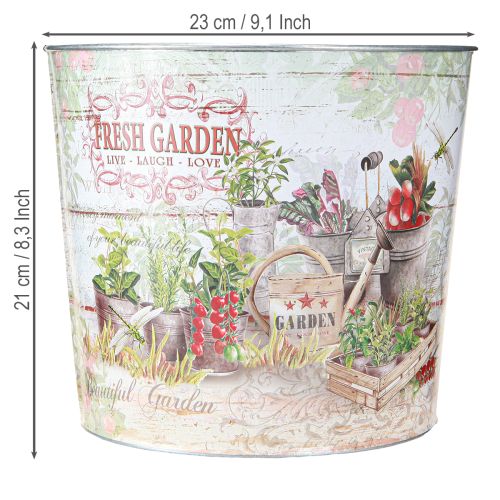 Itens Vaso de plantas vaso de flores redondo metal Fresh Garden H21cm